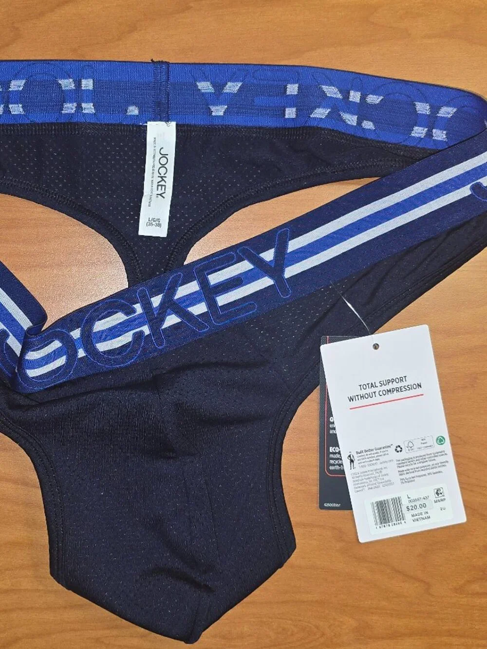 Jockey Men's Sport Stability Pouch Microfiber Thong - Large - Jockey Blue